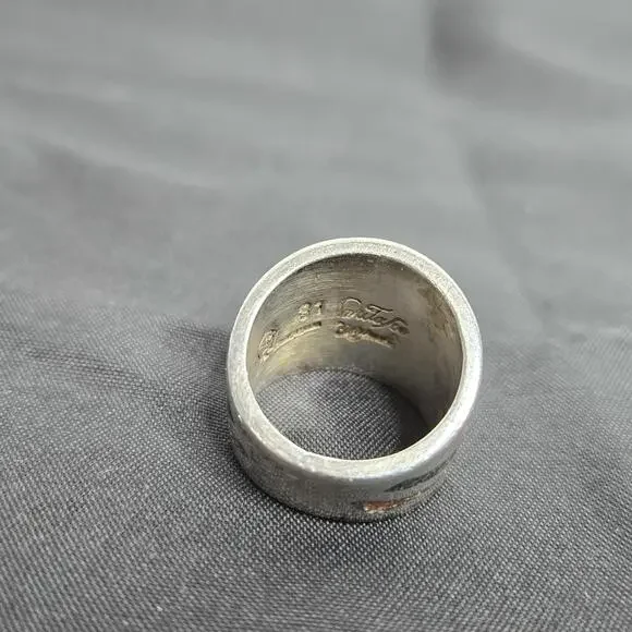 Saritasco 925 Sterling Silver Coral Turquoise Mosaic Inlay Vintage Mexico Ring 6 - Picture 8 of 9